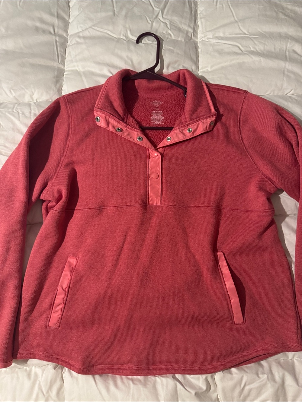 Women's Pink Snap-Placket Fleece Pullover